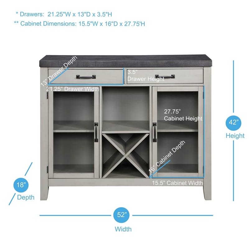 Bowery Hill Stone Gray and Charcoal Wood 7-Piece Dining Set with Server