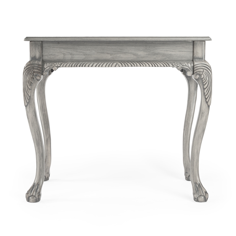 Bowery Hill Traditional Solid Wood Writing Desk in Gray Finish