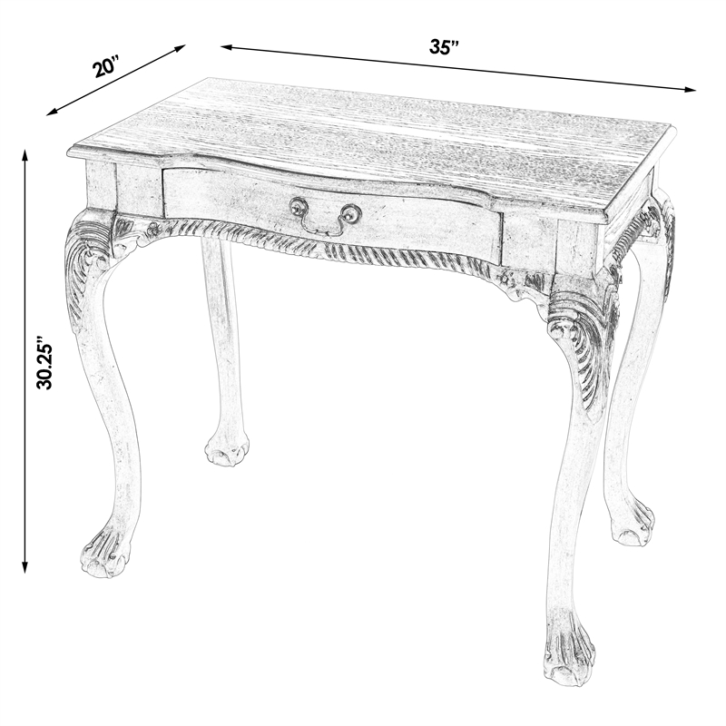 Bowery Hill Traditional Solid Wood Writing Desk in Gray Finish