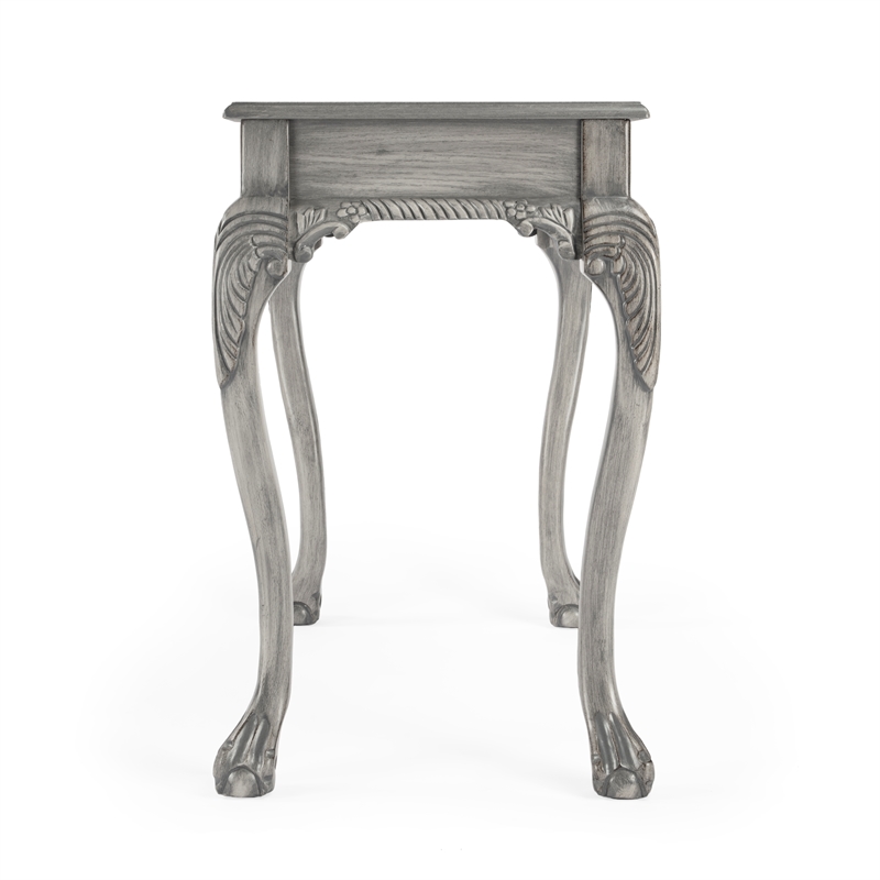 Bowery Hill Traditional Solid Wood Writing Desk in Gray Finish