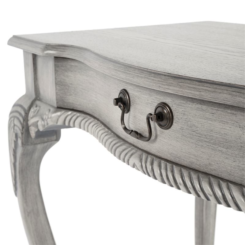 Bowery Hill Traditional Solid Wood Writing Desk in Gray Finish