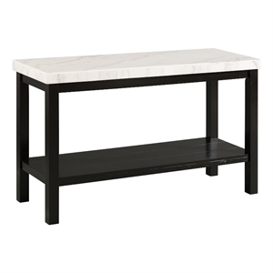 Bowery Hill Transitional Rectangle Sofa Table with White Marble Top