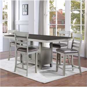 Bowery Hill 5-Piece Dining Set of Extendable Table and 4 Chairs in Stone Gray