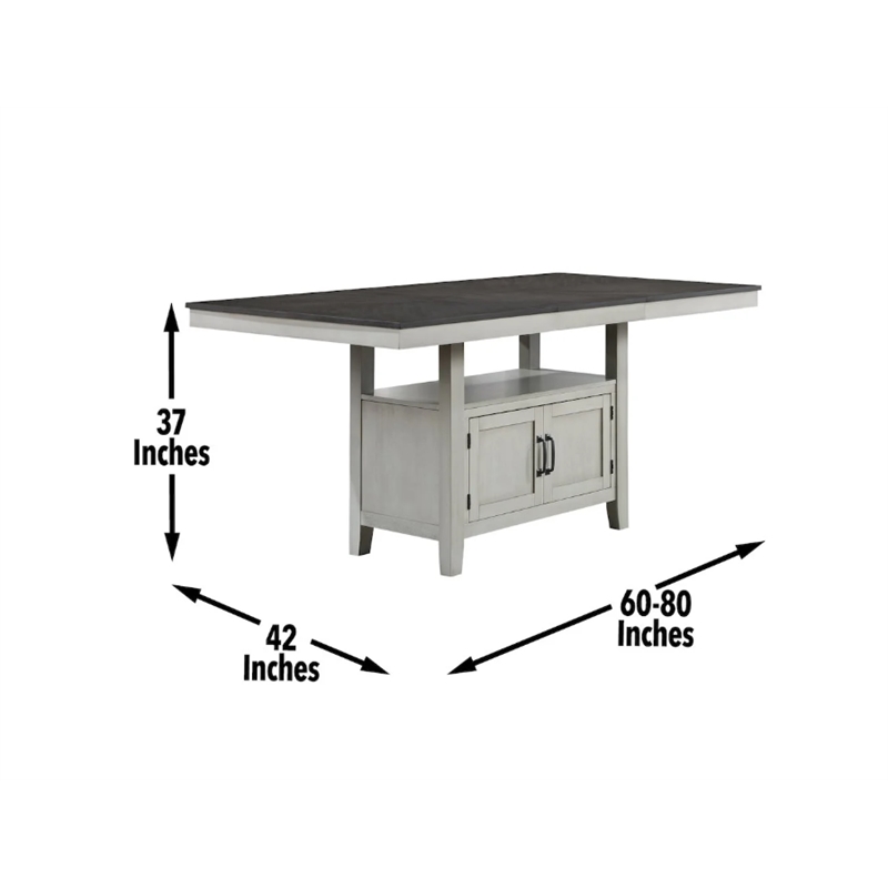Bowery Hill 5-Piece Dining Set of Extendable Table and 4 Chairs in Stone Gray