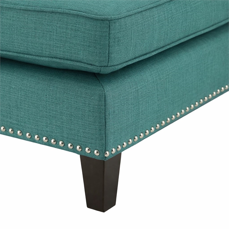 Bowery Hill Contemporary Solid Wood Frame Ottoman in Teal