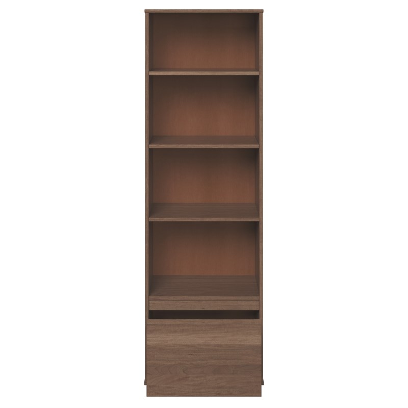 Bowery Hill Mid-Century Bookcase Set of 3 in Walnut with Adjustable Shelves