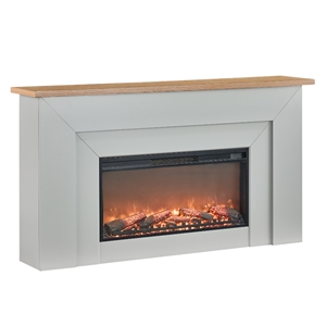 Bowery Hill 64&quot Wood Landscape Electric Fireplace in Gray