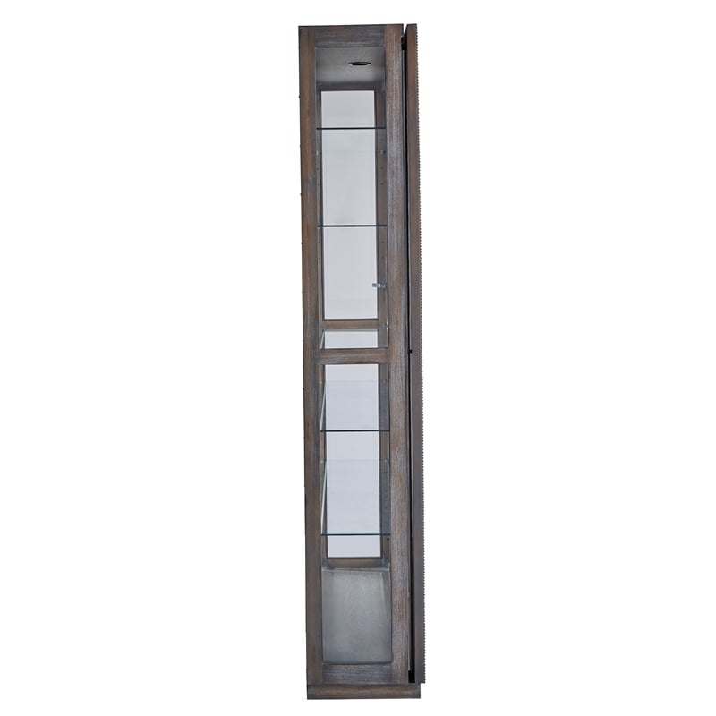 Bowery Hill Modern Sliding Door Curio Cabinet in Medium Brown Wood