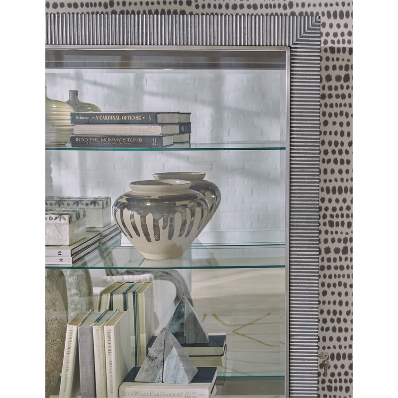 Bowery Hill Modern Sliding Door Curio Cabinet in Medium Brown Wood