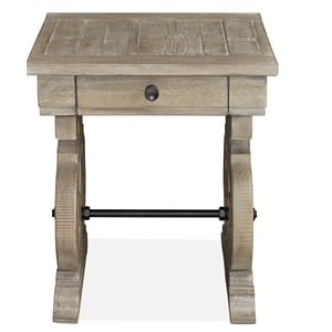 Bowery Hill Rectangular Wood and Metal End Table in Dovetail Gray