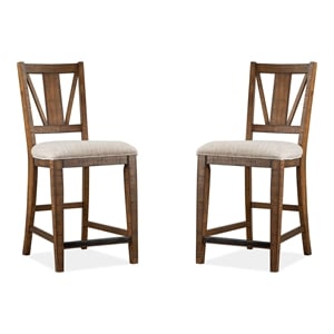 Bowery Hill Counter Chair with Upholstered Seat in Toasted Nutmeg (Set of 2)