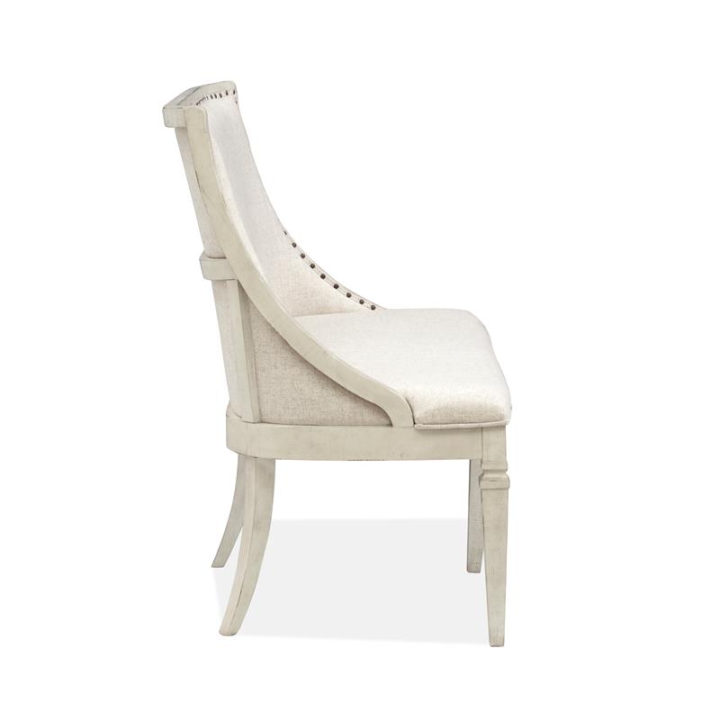 Bowery Hill Wood Bench with Upholstered Seat and Back in Alabaster