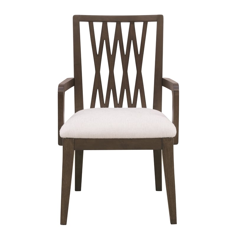 Bowery Hill Wood Back Arm Chair in Piano Brown Eucalyptus Veneer