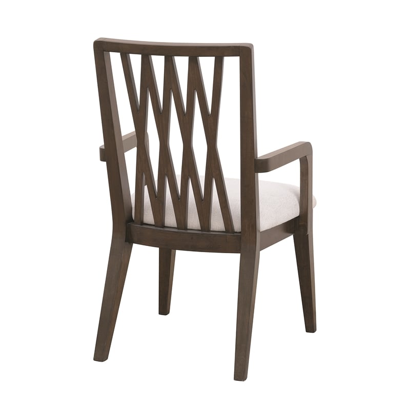 Bowery Hill Wood Back Arm Chair in Piano Brown Eucalyptus Veneer