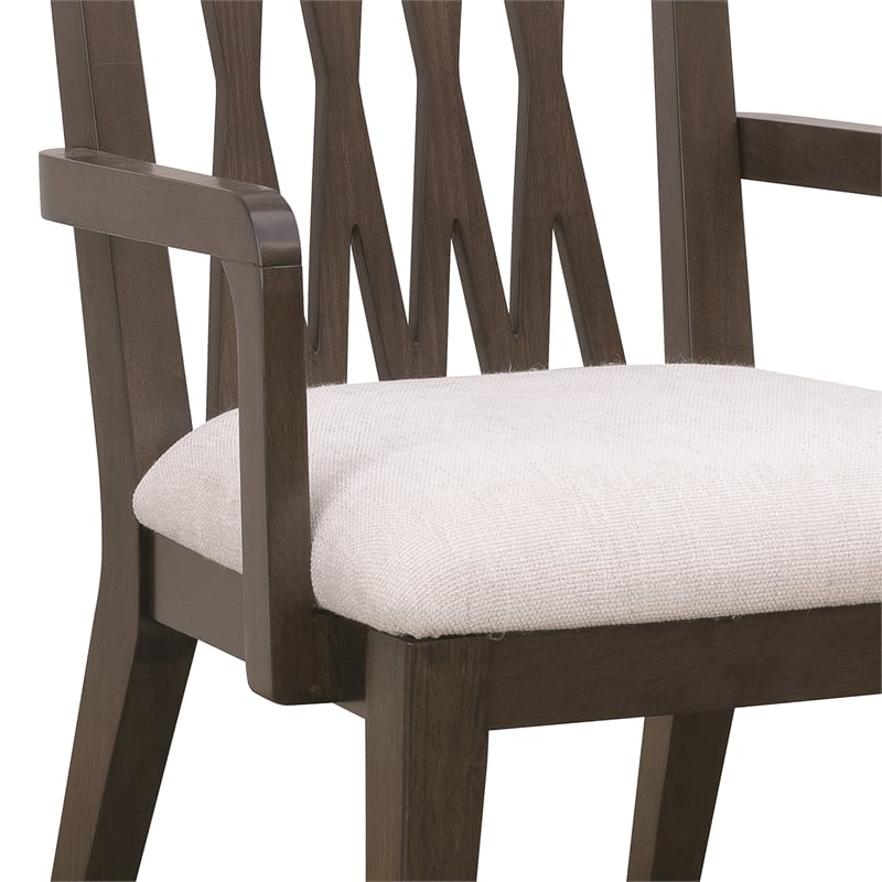 Bowery Hill Wood Back Arm Chair in Piano Brown Eucalyptus Veneer