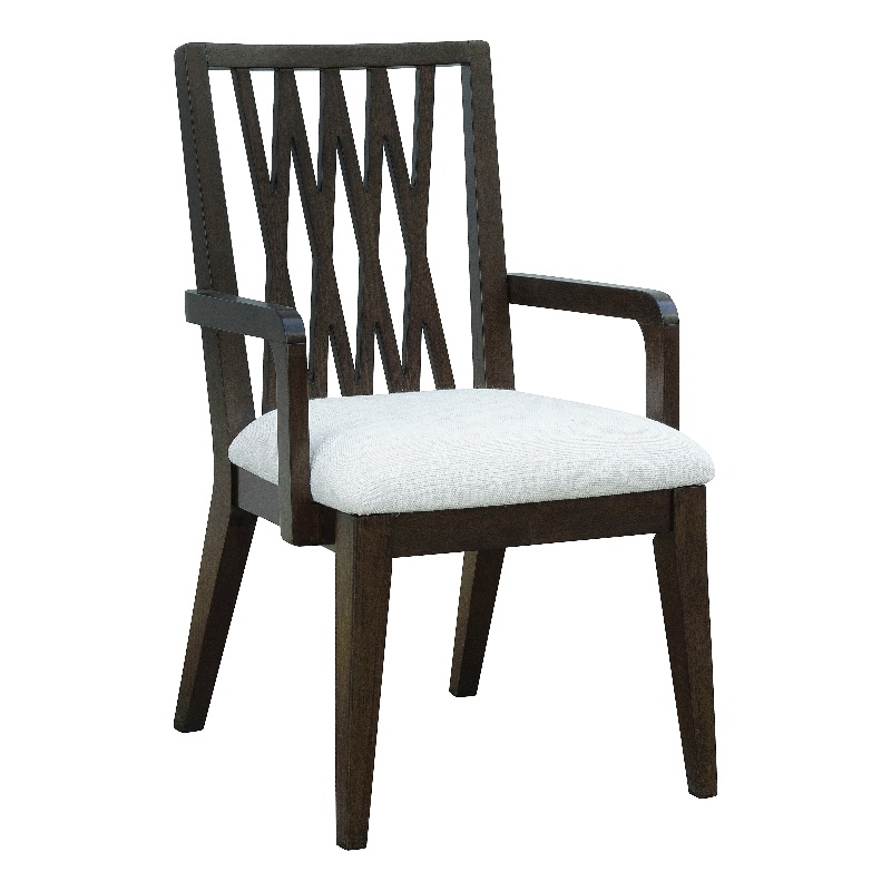 Bowery Hill Wood Back Arm Chair in Piano Brown Eucalyptus Veneer