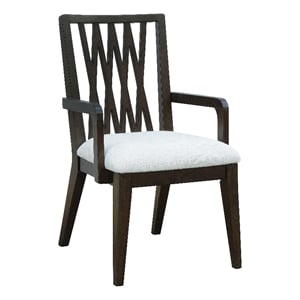 Bowery Hill Wood Back Arm Chair in Piano Brown Eucalyptus Veneer