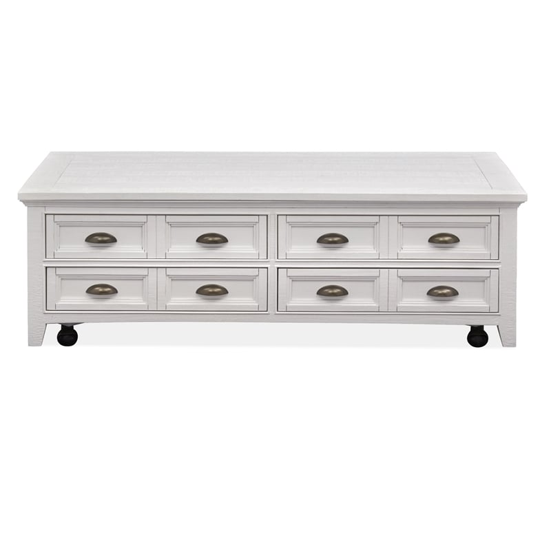 Bowery Hill Lift Top Storage Cocktail Table with Casters in Chalk White