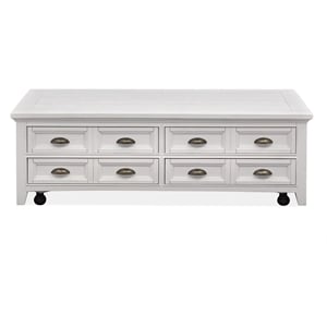 Bowery Hill Lift Top Storage Cocktail Table with Casters in Chalk White