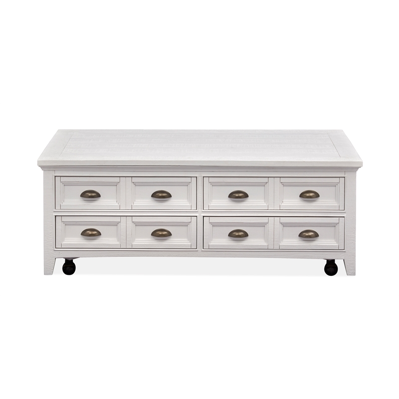 Bowery Hill Lift Top Storage Cocktail Table with Casters in Chalk White