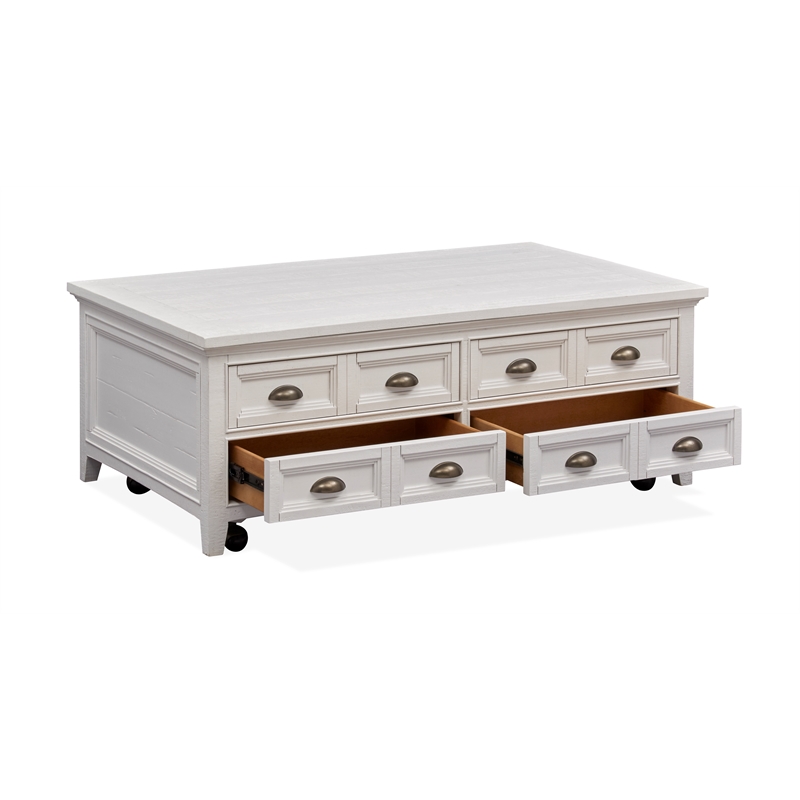 Bowery Hill Lift Top Storage Cocktail Table with Casters in Chalk White