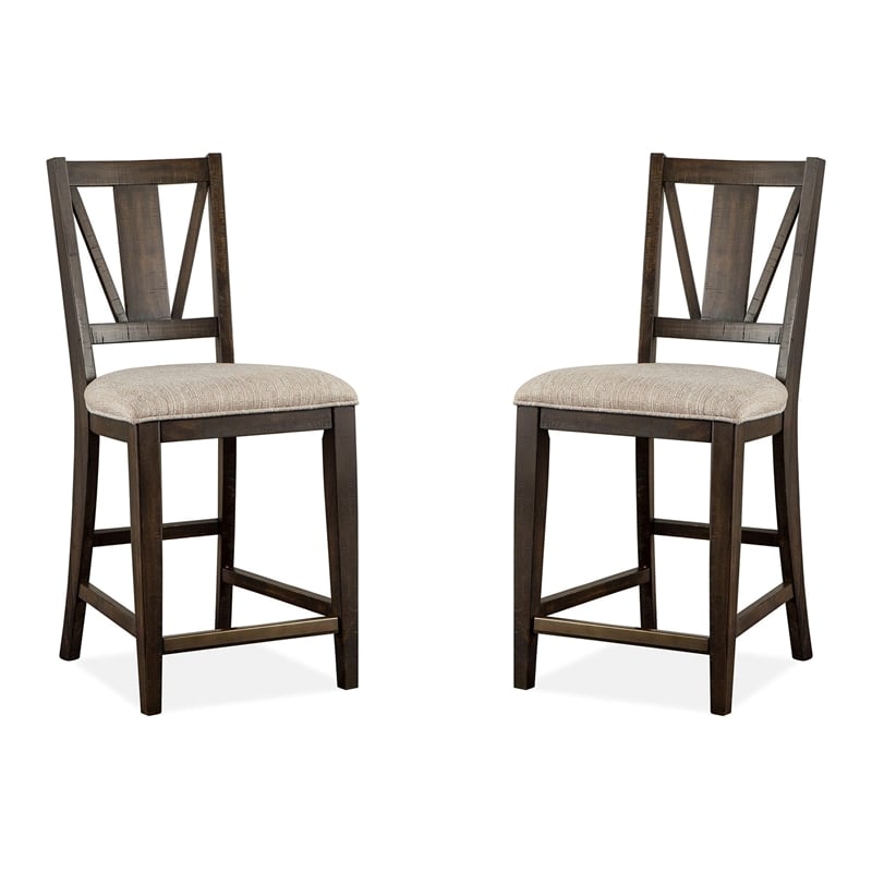 Bowery Hill Counter Chair with Upholstered Seat in Graphite Finish (Set of 2)