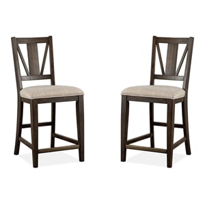 Bowery Hill Counter Chair with Upholstered Seat in Graphite Finish (Set of 2)