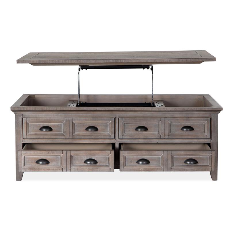Bowery Hill Lift Top Storage Cocktail Table with Casters in Dovetail Grey