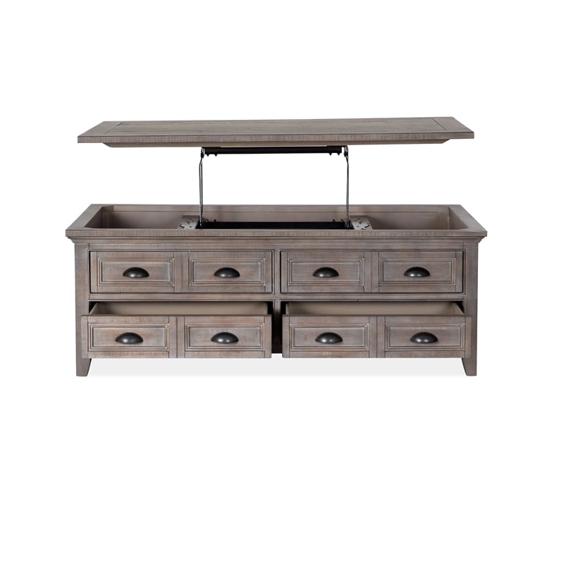 Bowery Hill Lift Top Storage Cocktail Table with Casters in Dovetail Grey