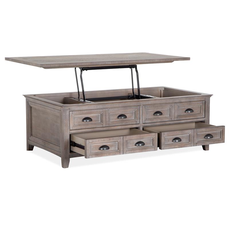 Bowery Hill Lift Top Storage Cocktail Table with Casters in Dovetail Grey