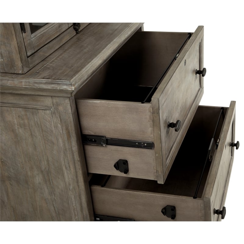 Bowery Hill Contemporary Pine Wood Lateral File Cabinet in Dovetail Gray