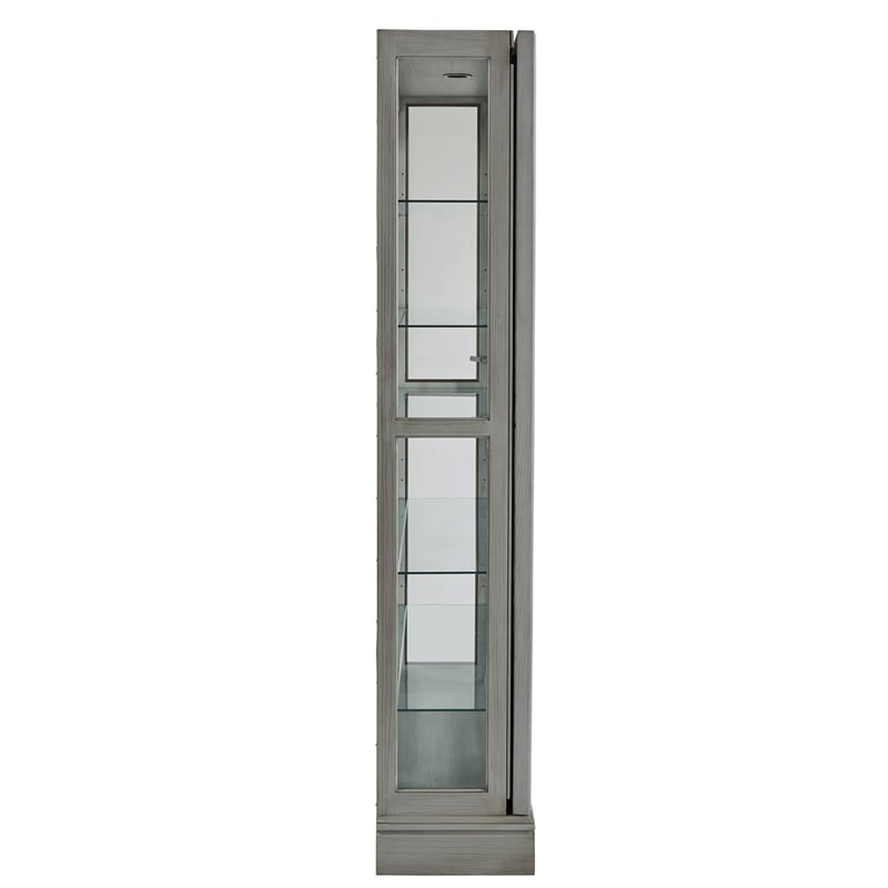 Bowery Hill Traditional Sliding Door Curio Cabinet in Gray Wood