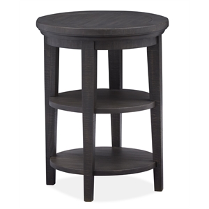 Bowery Hill Round Accent End Table in Graphite with Wood Shelves