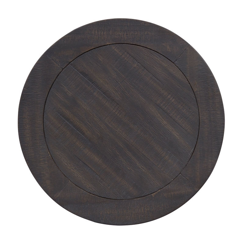 Bowery Hill Round Accent End Table in Graphite with Wood Shelves