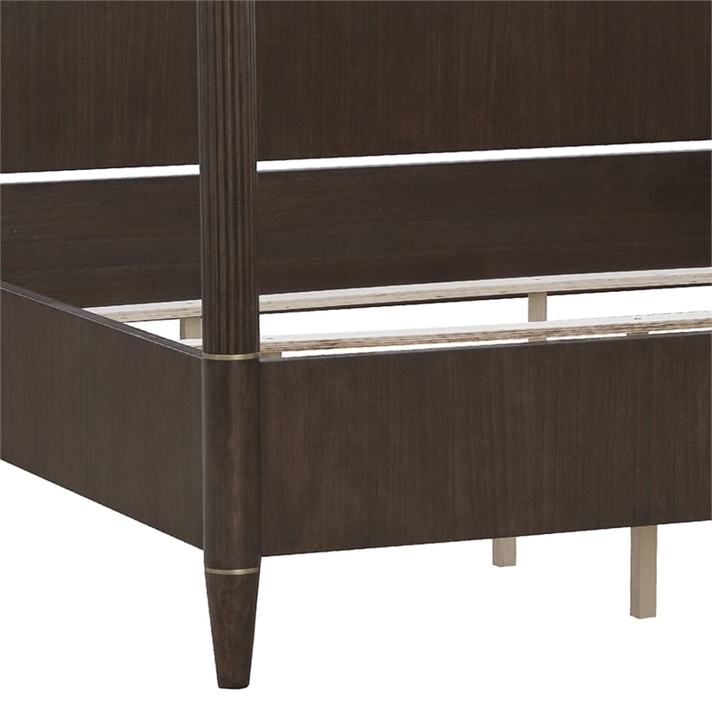 Bowery Hill California King Poster Bed in Piano Brown with Metal Trim