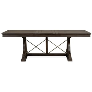 Bowery Hill Trestle Dining Table in Graphite with Extension Leaf