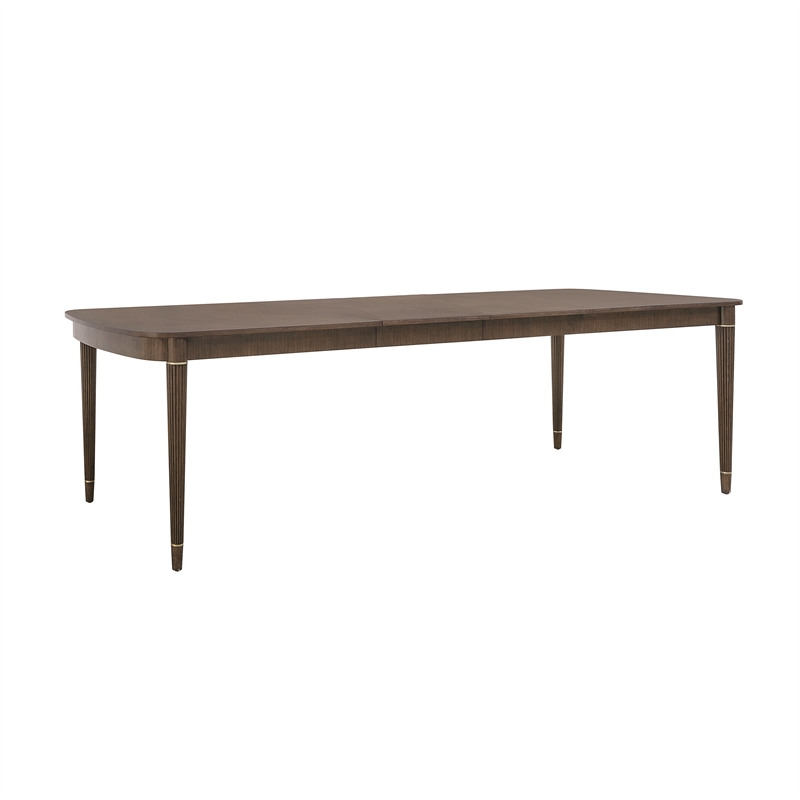 Bowery Hill Leg Dining Table in Piano Brown with 2 Extension Leaves