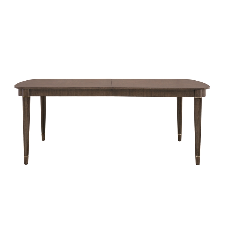 Bowery Hill Leg Dining Table in Piano Brown with 2 Extension Leaves