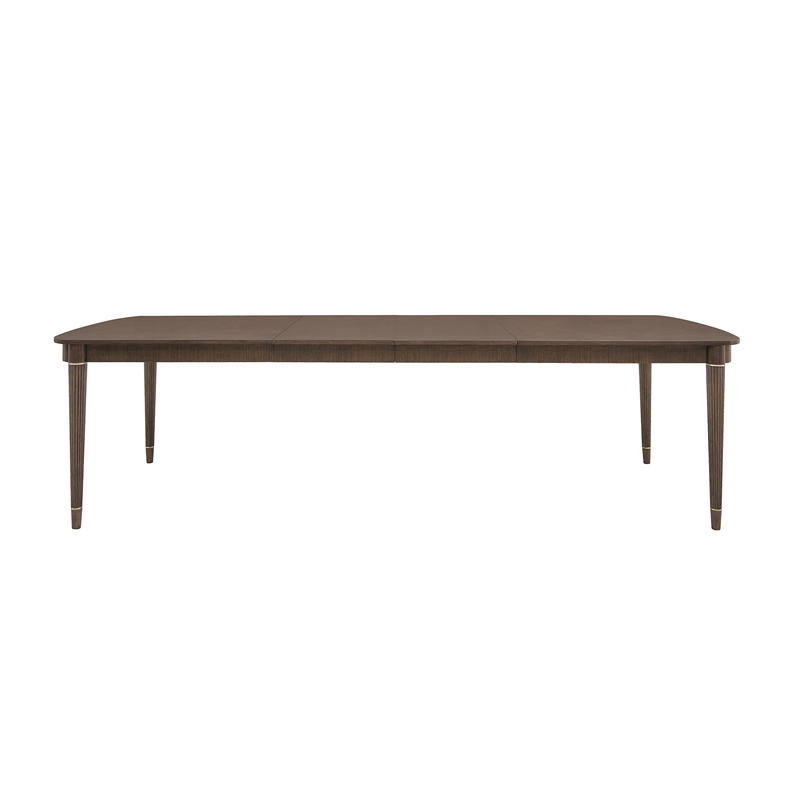 Bowery Hill Leg Dining Table in Piano Brown with 2 Extension Leaves