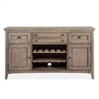 Bowery Hill Wood Buffet with Drawers and Wine Rack in Dovetail Gray