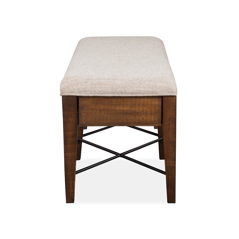 Bowery Hill Bench with Upholstered Seat and 2 Drawers in Toasted Nutmeg