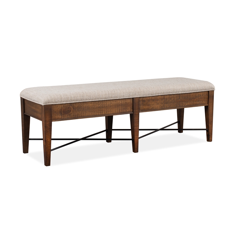 Bowery Hill Bench with Upholstered Seat and 2 Drawers in Toasted Nutmeg