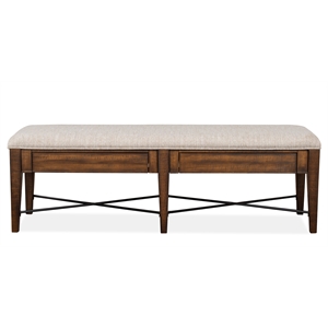 Bowery Hill Bench with Upholstered Seat and 2 Drawers in Toasted Nutmeg