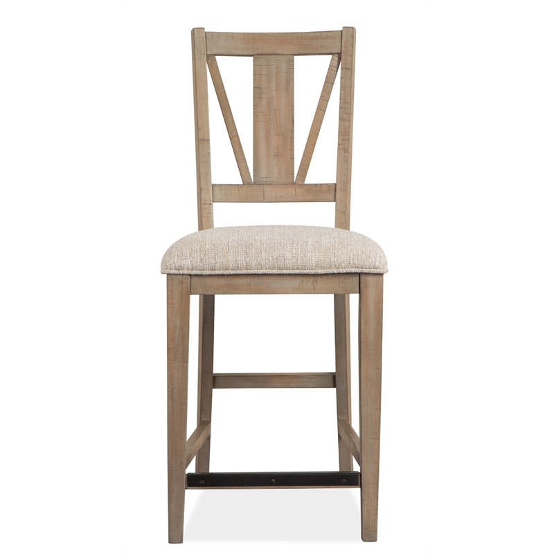 Bowery Hill Counter Chair with Upholstered Seat in Dovetail Grey (Set of 2)