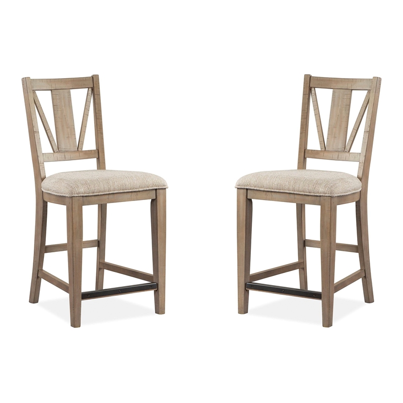 Bowery Hill Counter Chair with Upholstered Seat in Dovetail Grey (Set of 2)