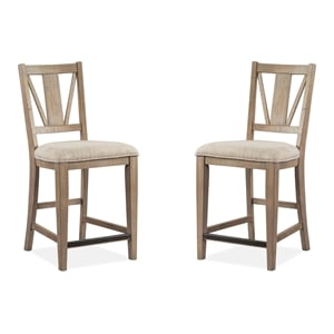 Bowery Hill Counter Chair with Upholstered Seat in Dovetail Grey (Set of 2)