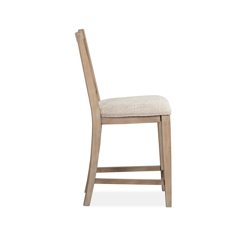 Bowery Hill Counter Chair with Upholstered Seat in Dovetail Grey (Set of 2)