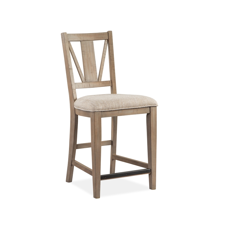 Bowery Hill Counter Chair with Upholstered Seat in Dovetail Grey (Set of 2)
