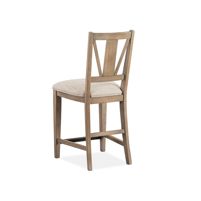 Bowery Hill Counter Chair with Upholstered Seat in Dovetail Grey (Set of 2)