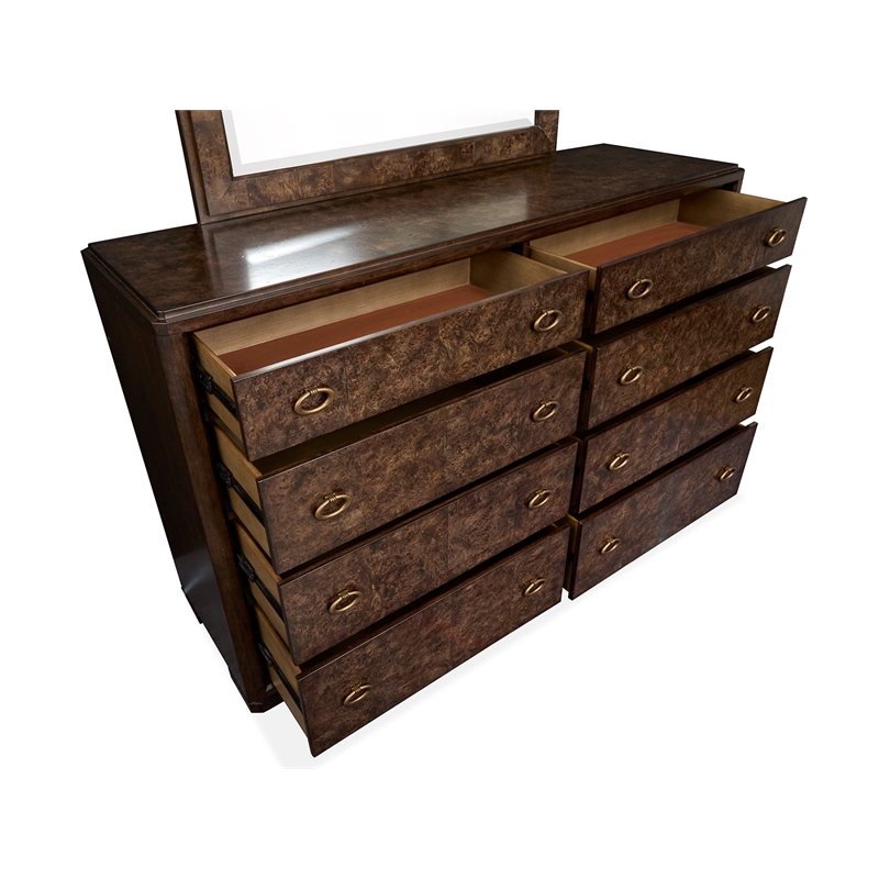 Bowery Hill Contemporary Espresso 8-Drawer Dresser With Landscape Mirror